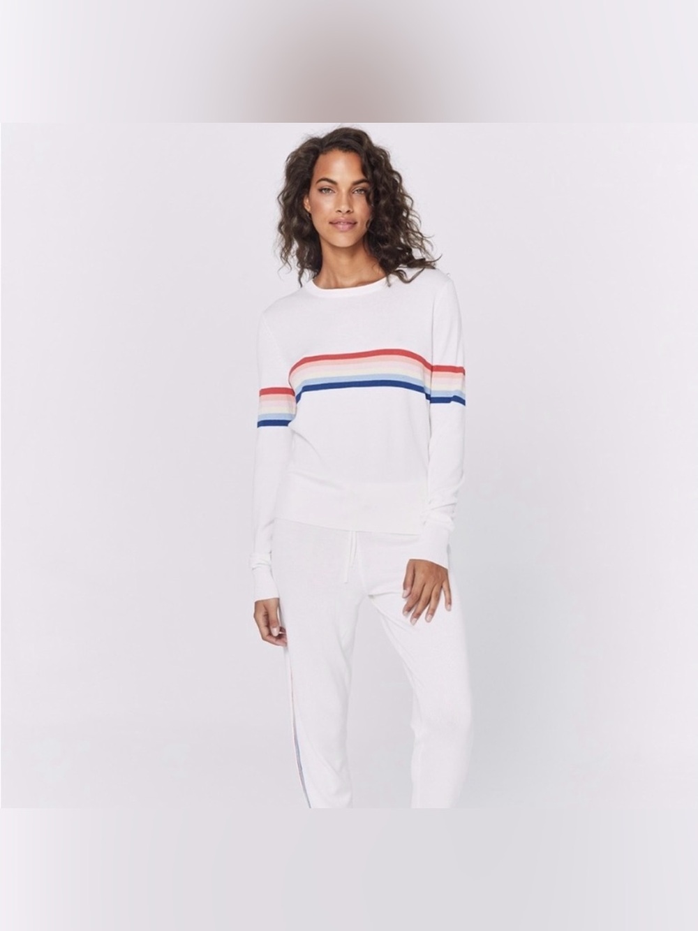 NWOT Spiritual Gangster x Madeleine Thompson Rainbow Stripe Knit Sweater - Picture 12 of 16